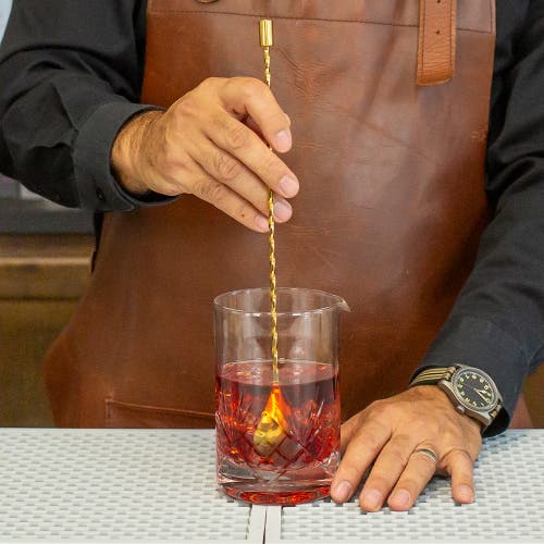 A Bar Above Cocktail Mixing Glass, Botanica Style In Glass