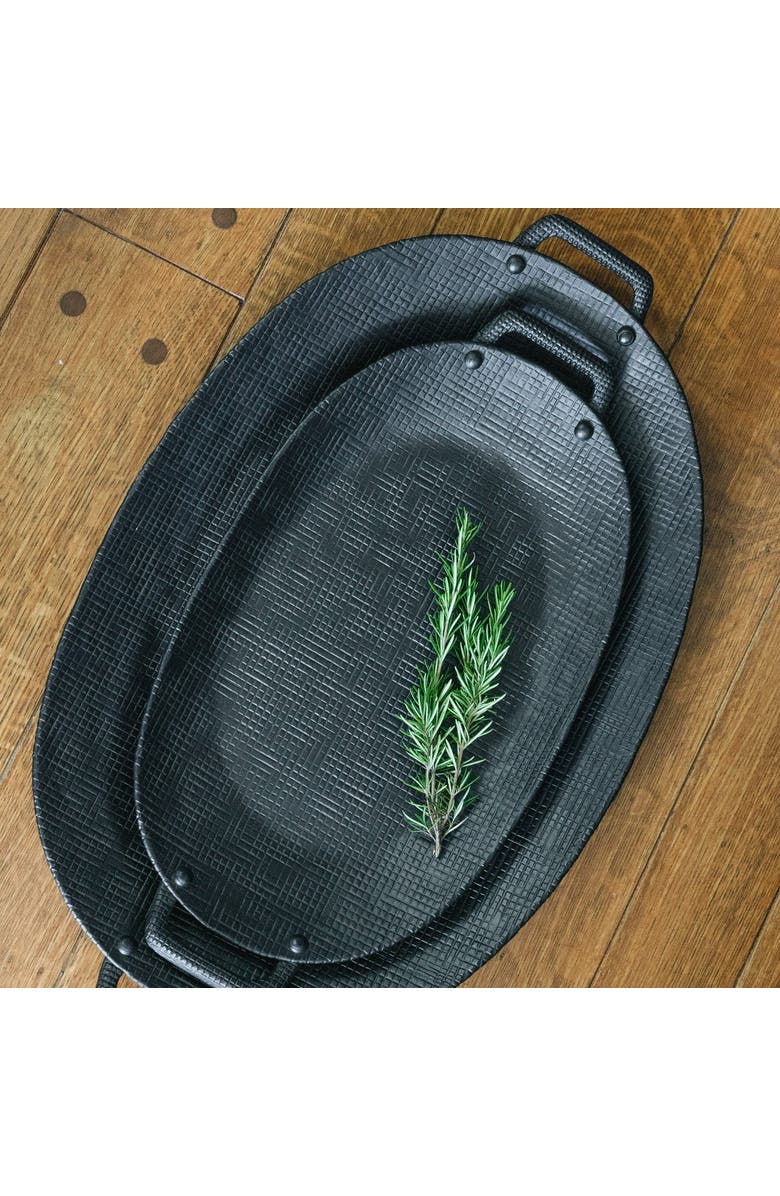 Be Home Wallis Aluminum Tray with Handles, Alternate, color, Black - Large
