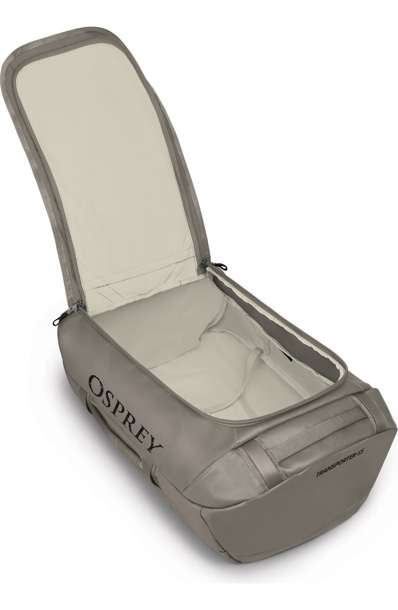 Osprey Transporter<sup>®</sup> 65-Liter Water Resistant Duffle Backpack, Alternate, color, Tan Concrete