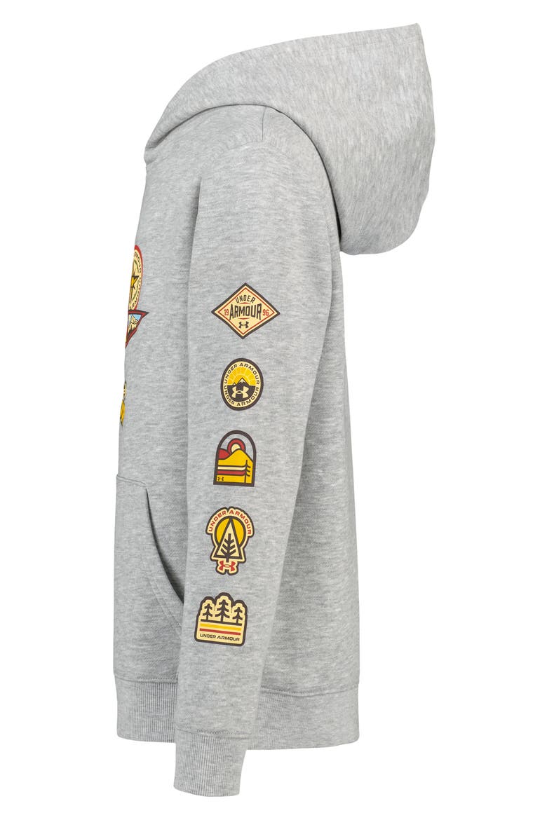 Kids' Camp Patches Graphic Hoodie, Alternate, color, MOD GRAY