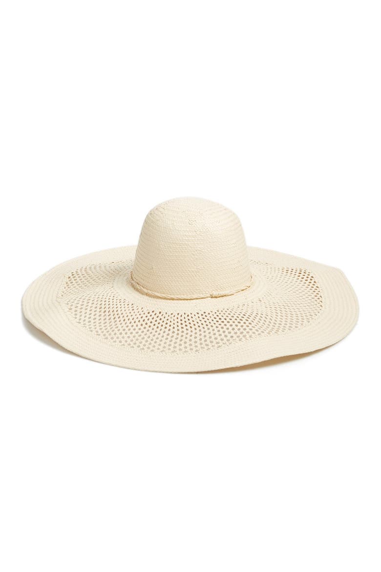 Open Weave Floppy Straw Hat, Main, color, IVORY VANILLA