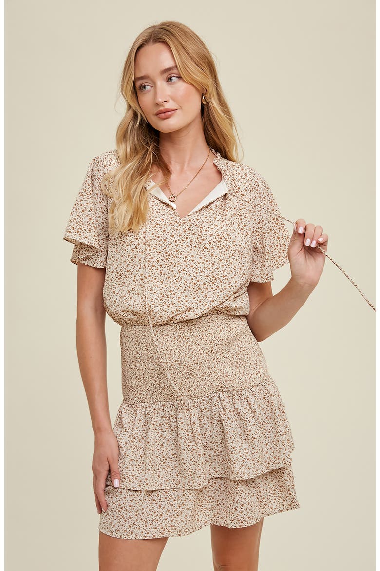 Smocked Tiered Minidress, Alternate, color, CREAM
