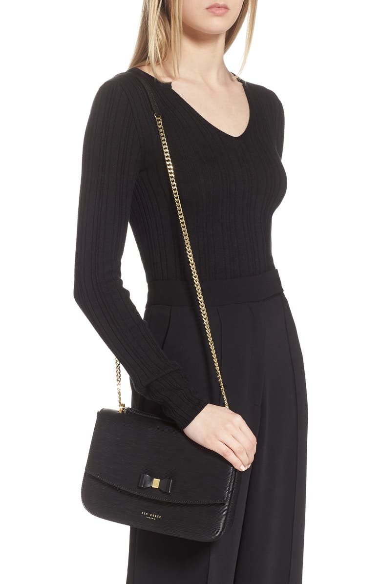 Ted Baker London Danieel Bow Leather Crossbody Bag, Alternate, color,