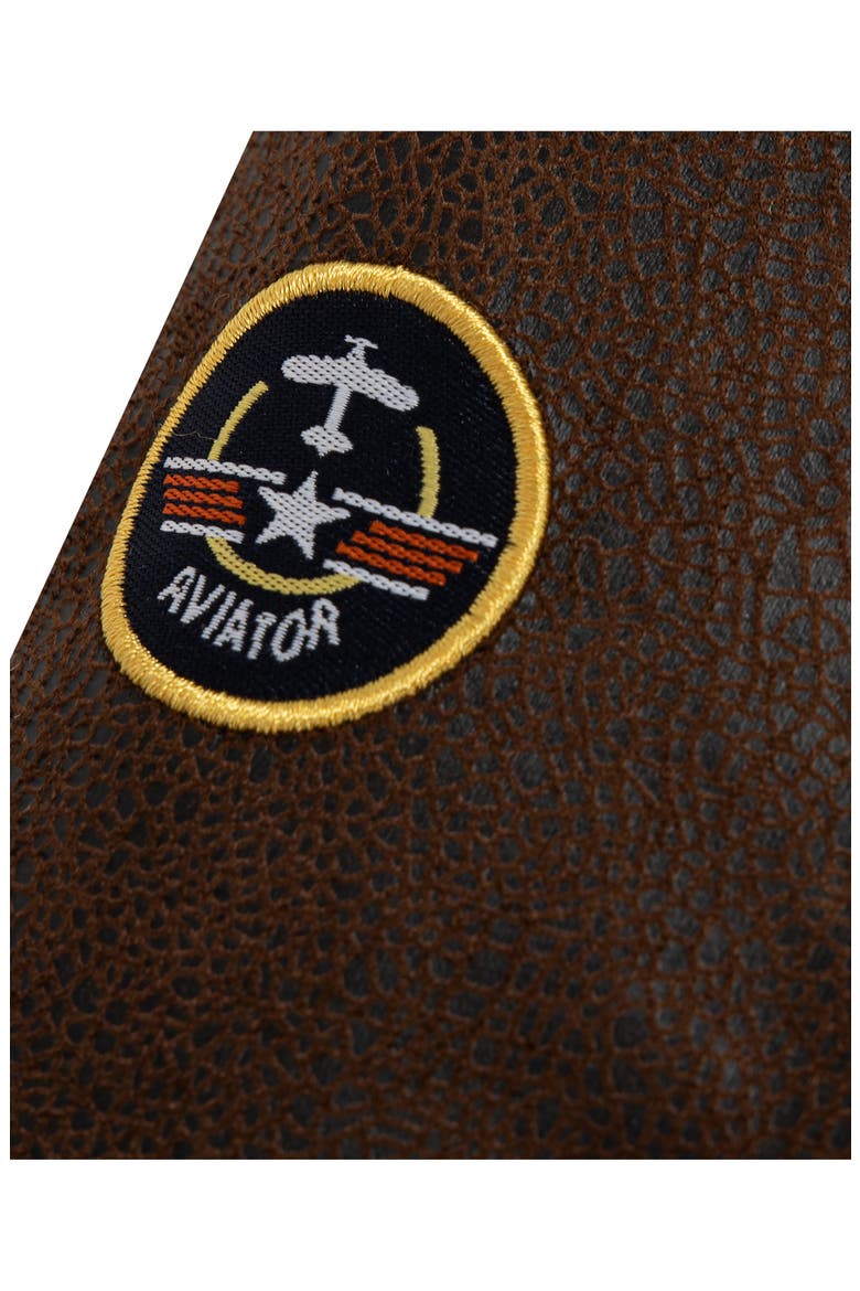 Set of 3 Aviator Graphic T-Shirt, Corduroy Pants & Faux Leather Flight Jacket, Alternate, color, BROWN