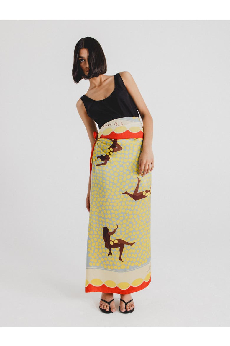 X-Large Printed Silk Scarf, Main, color, Print 'Bathers' 49