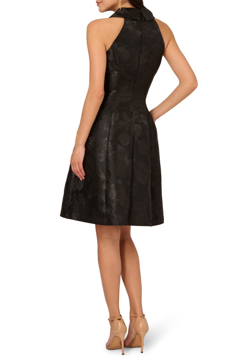 Adrianna Papell Metallic Floral Jacquard Sleeveless Fit & Flare Cocktail Dress, Alternate, color, Black