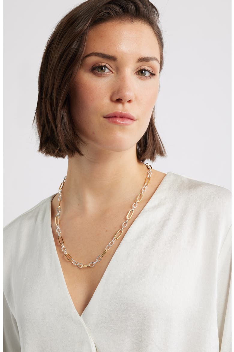 Demi Fine Long Paper Clip Necklace, Alternate, color, 14K GOLD- STERLING PLATED