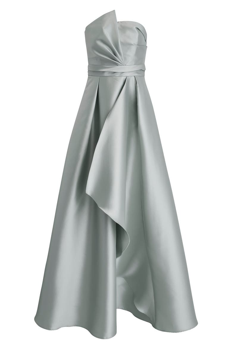 Strapless Satin Gown, Alternate, color, MISTY BLUE