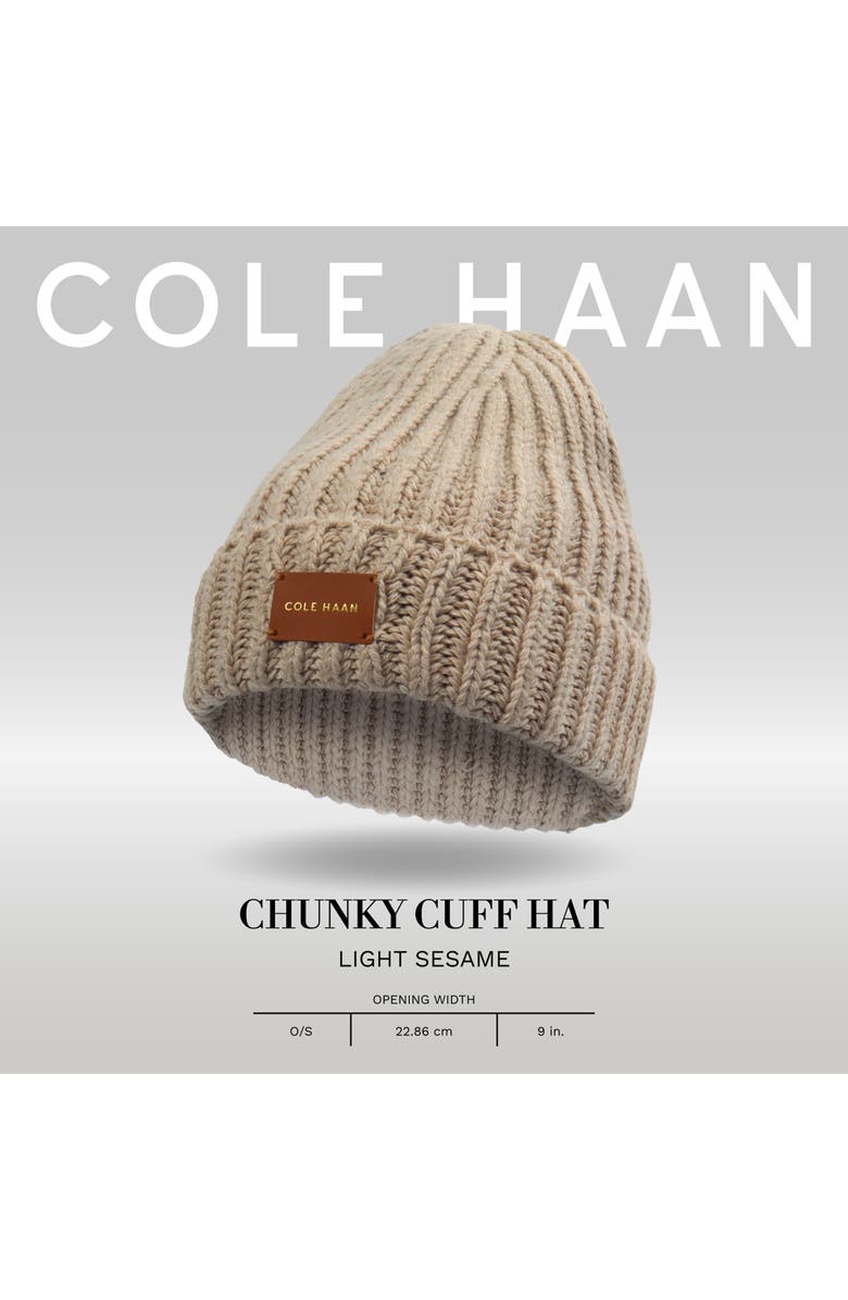 Cole Haan Chunky Cuff Beanie, Alternate, color, Light Sesame