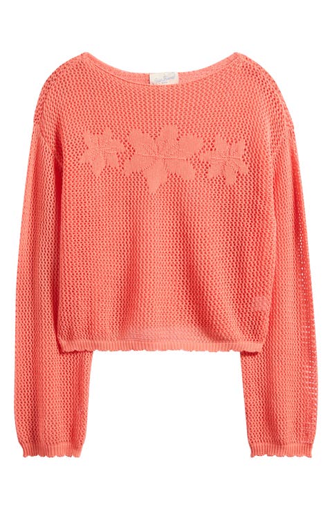 Juli Floral Boat Neck Openwork Top