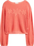 PacSun Juli Floral Boat Neck Openwork Top