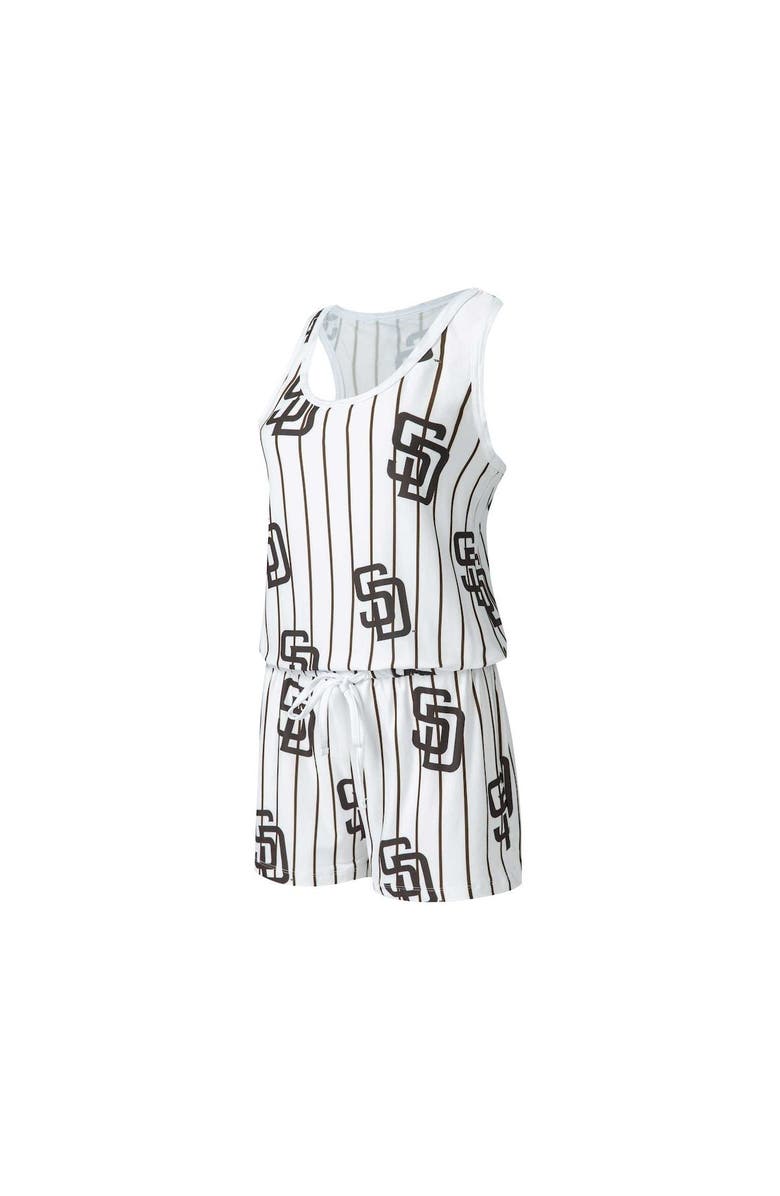 CONCEPTS SPORT Women's Concepts Sport White San Diego Padres Reel Pinstripe Knit Romper, Main, color, White