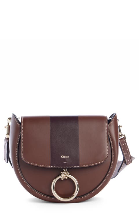 Small Arlene Leather Crossbody Saddle Bag