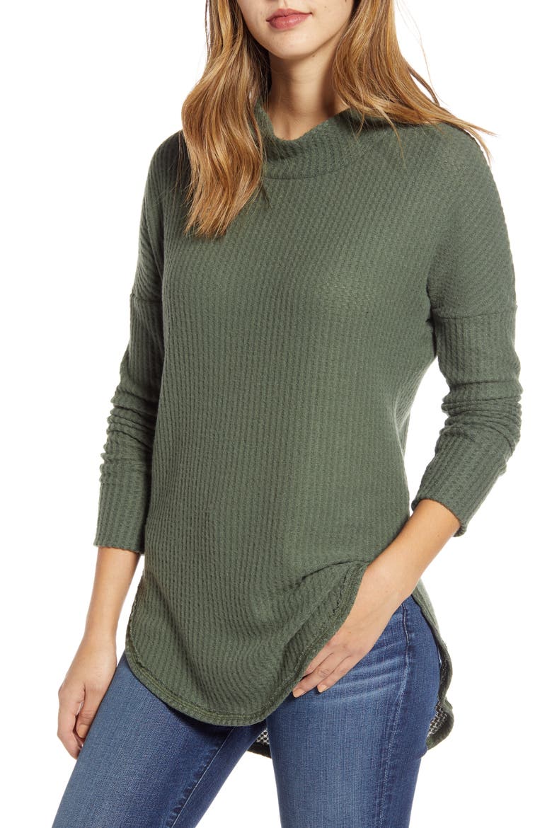Thermal Knit Tunic, Main, color, ARMY GREEN