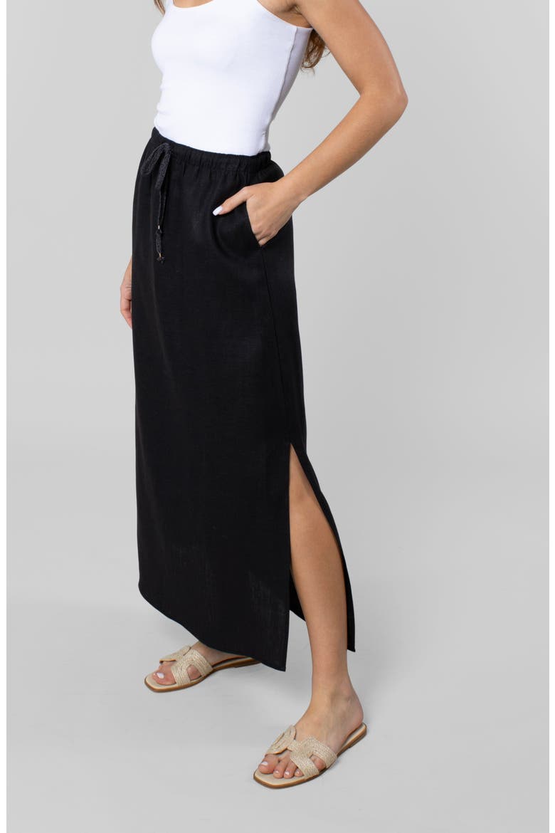 Linen Resort Skirt, Alternate, color, Black