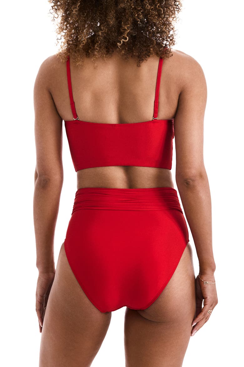 Morgan High Waist Bikini Bottoms, Alternate, color, CHERRY RED