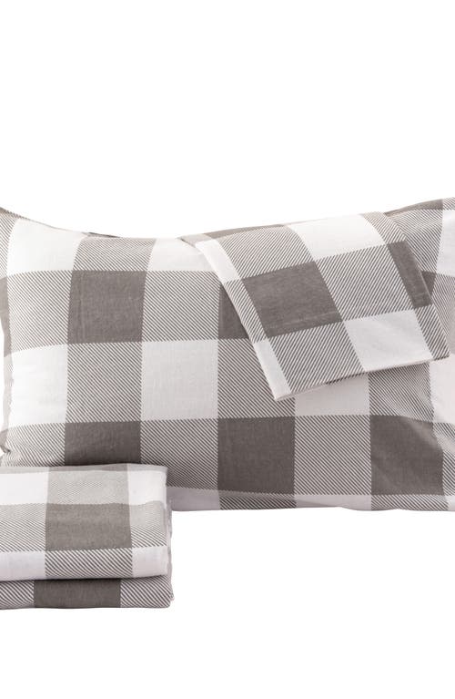 Woven & Weft Turkish Cotton Flannel Plaid Sheet Set In Gray