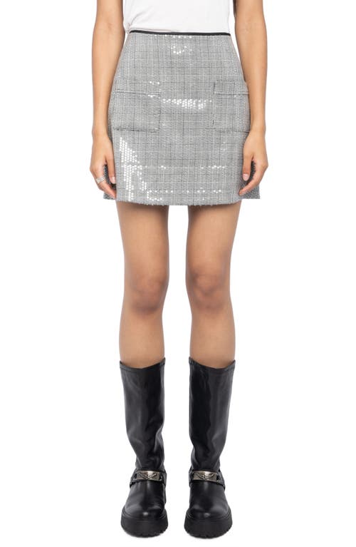 Zadig & Voltaire Jaime Sequin-embellished Mini Skirt In Gray