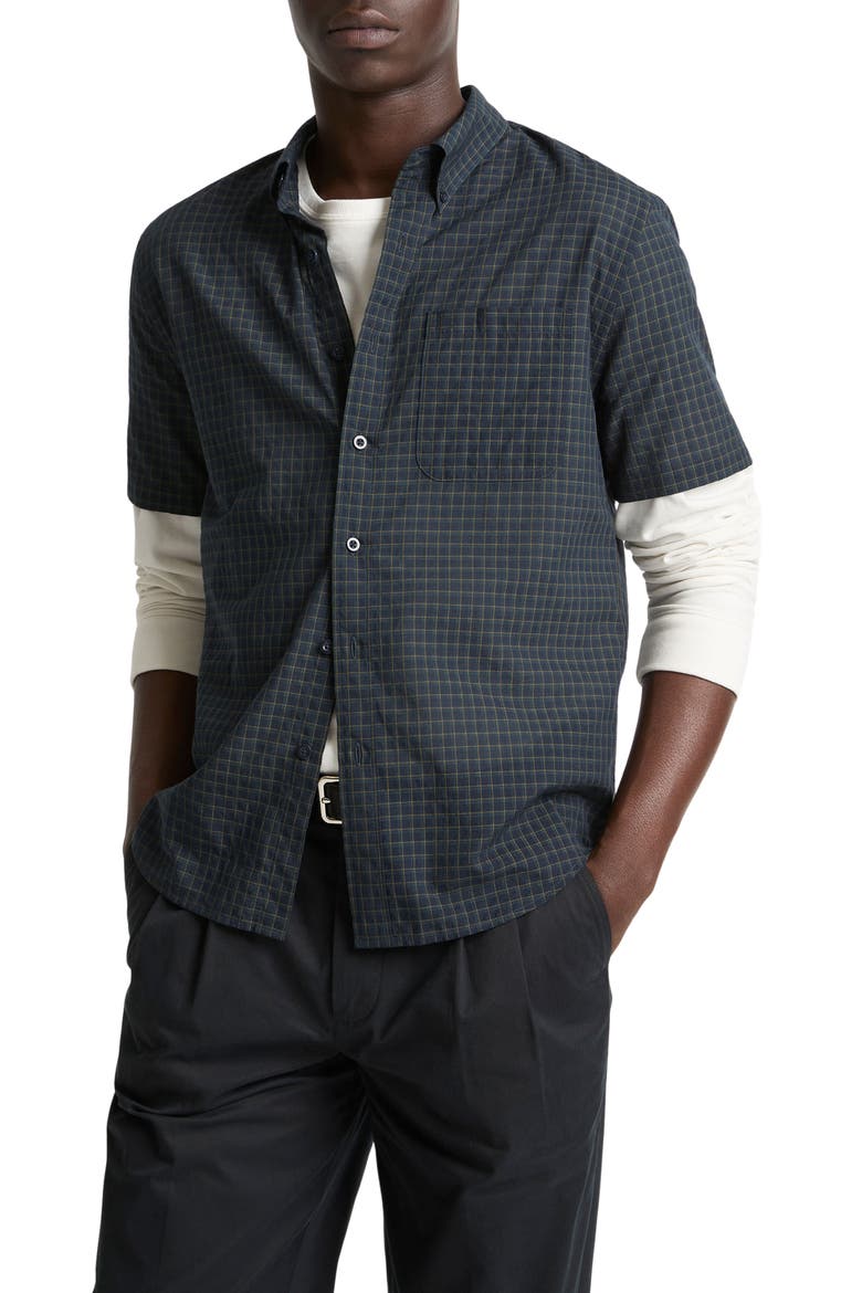 Cortland Plaid Short Sleeve Button-Down Shirt, Main, color, COASTAL COMBO