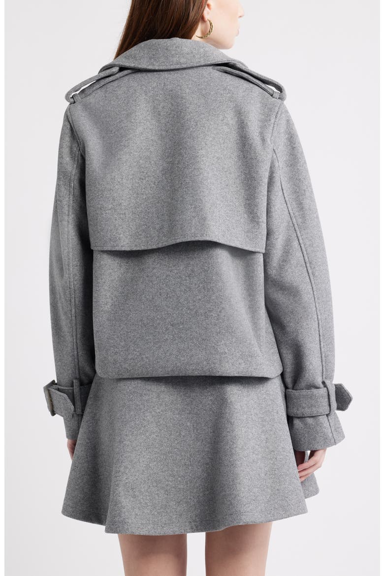 Crop Trench Coat, Alternate, color, GREY DARK HEATHER