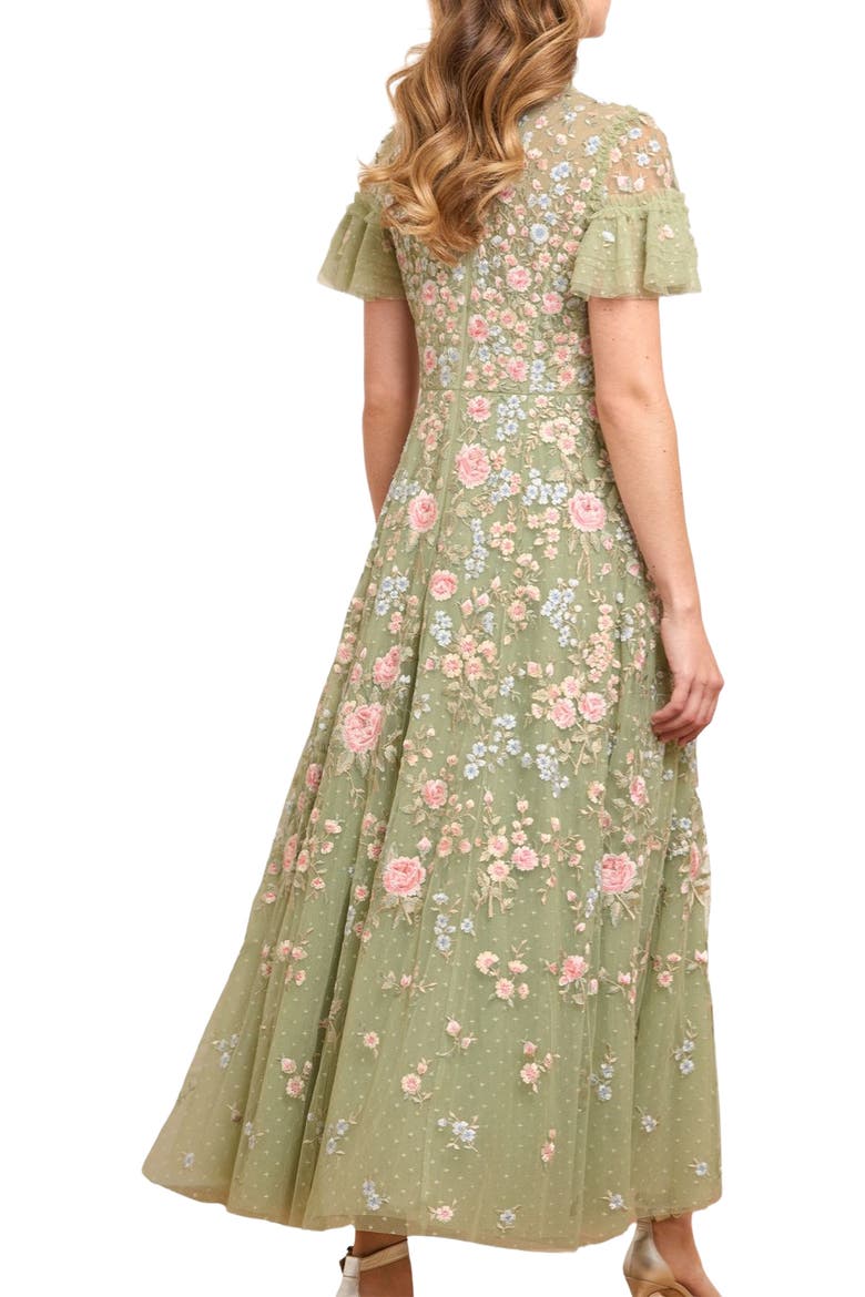 Antoinettes Floral Round Neck Midi Gown, Alternate, color, Meadow