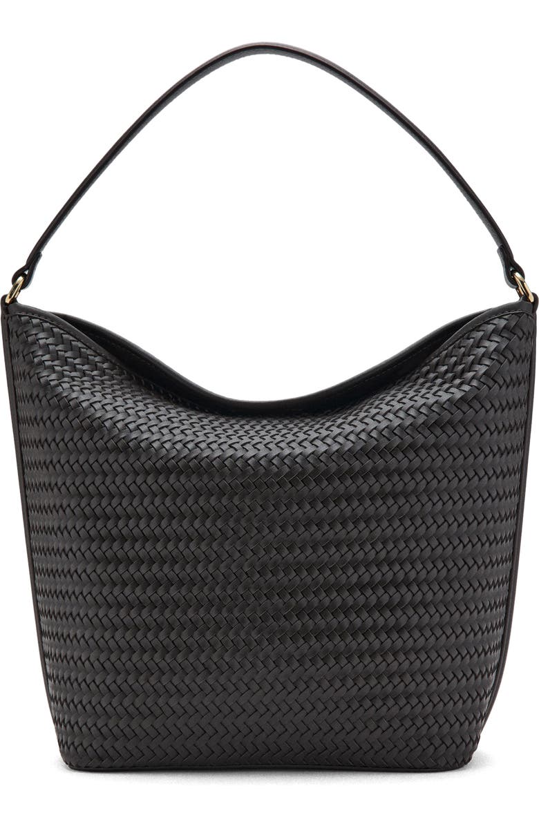 MANGO Braided Bucket Shoulder Bag, Main, color, Chocolate