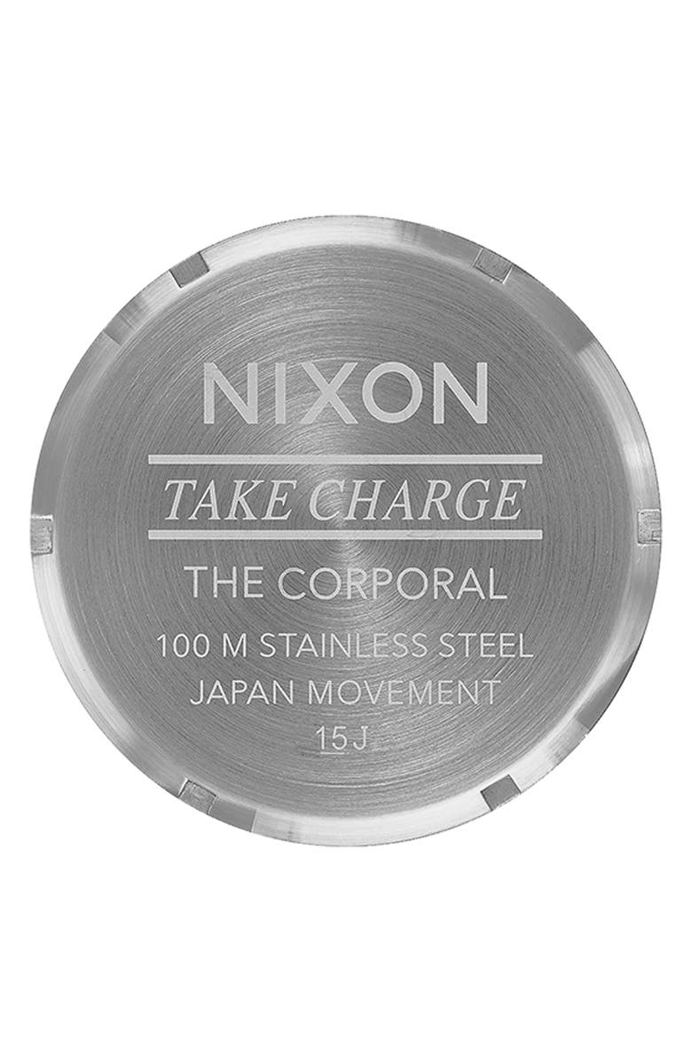 Nixon Corporal Bracelet Watch, 48mm, Alternate, color, Silver / Coral