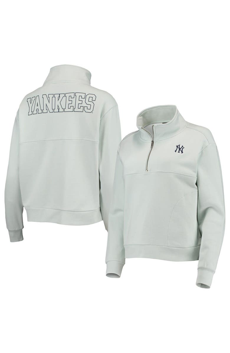 THE WILD COLLECTIVE Women's The Wild Collective Light Blue New York Yankees Two-Hit Quarter-Zip Pullover Top, Main, color, Mint