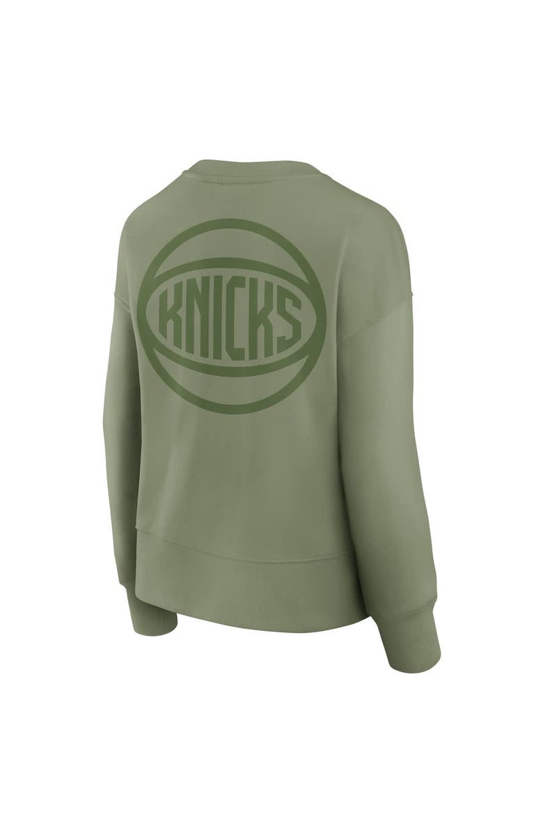 FANATICS Women's Fanatics Olive New York Knicks Elements Flow Pullover Sweatshirt, Alternate, color, Olive