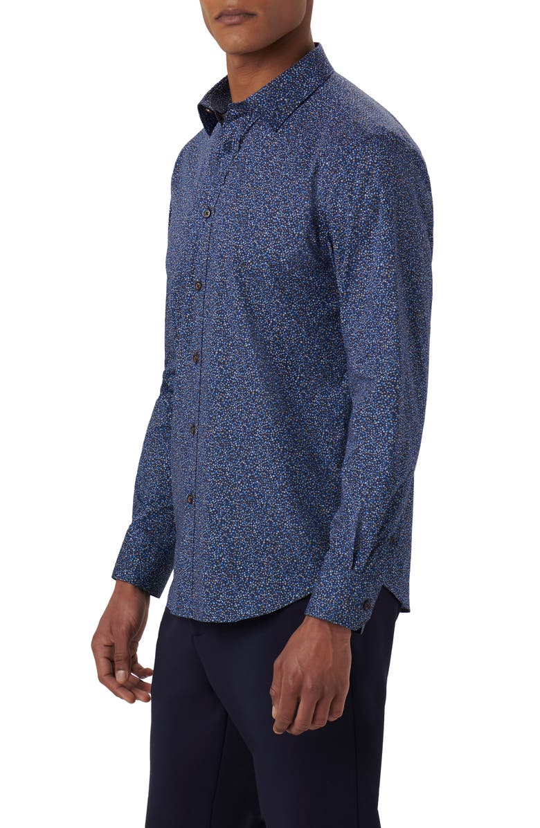Bugatchi Julian Abstract Print Cotton Button-Up Shirt, Alternate, color, 