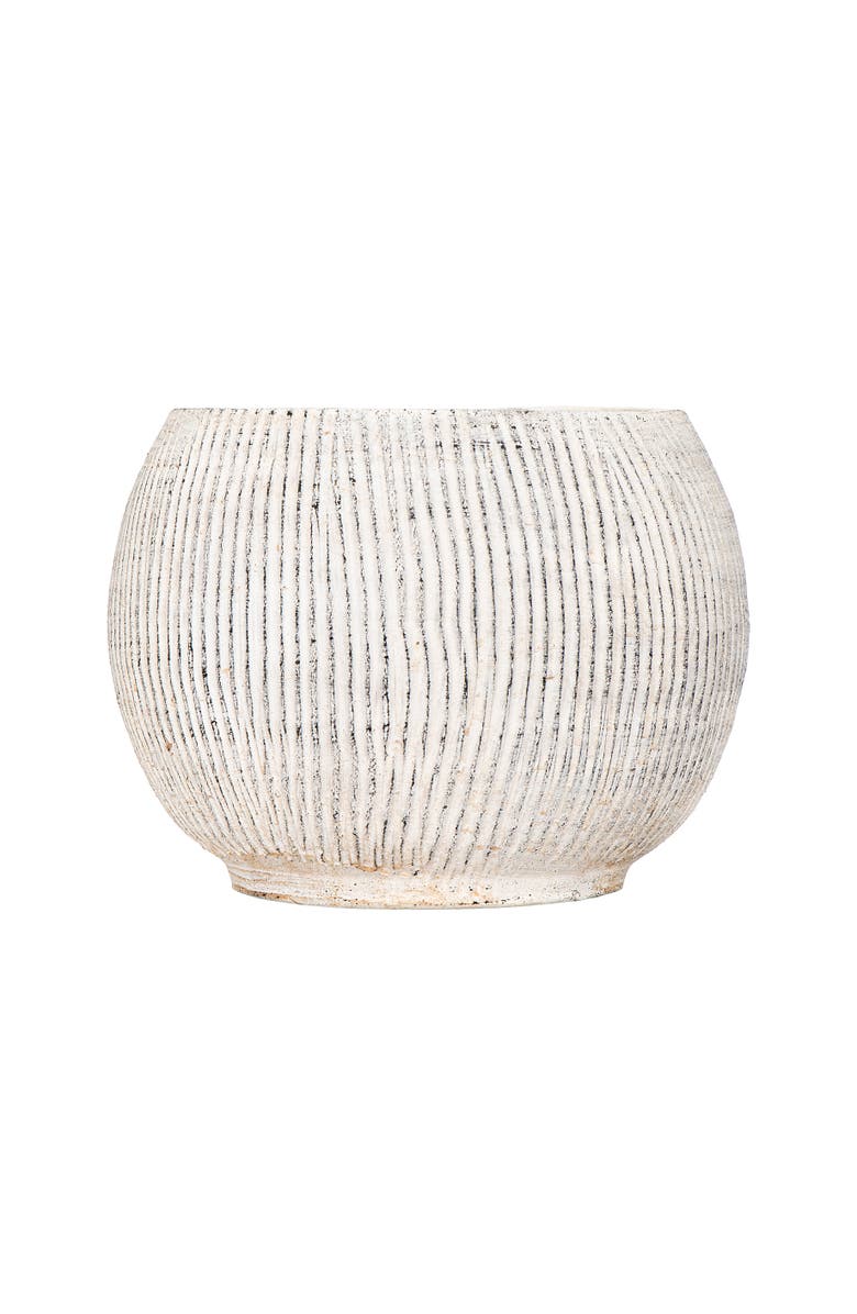 Storied Home Distressed Cream Terracotta Planter with Fluted Texture, Main, color, Cream