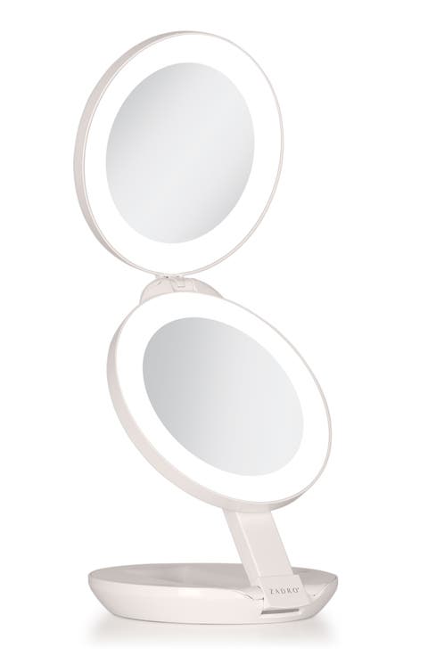 Lighted Travel Mirror with Magnification & Folding-to-Compact