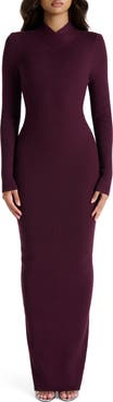 Naked Wardrobe Rib Long Sleeve Body-Con Sweater Dress