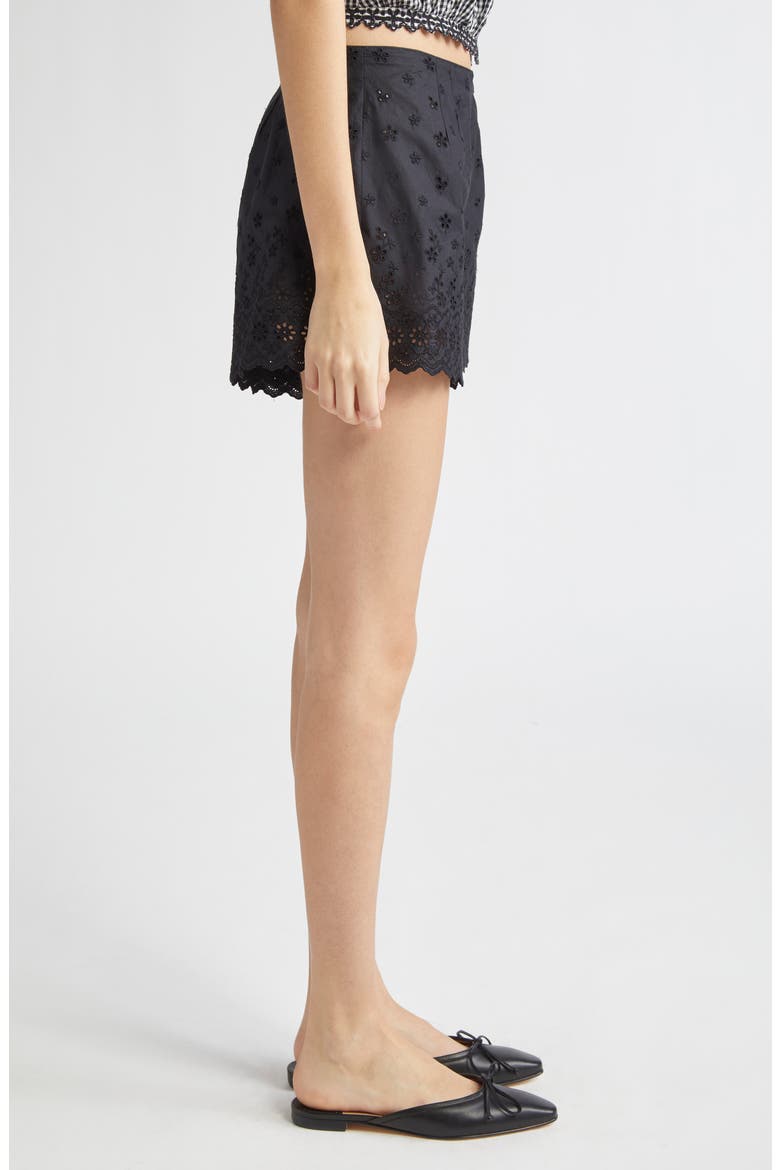 Arbre Organic Cotton Eyelet Shorts, Alternate, color, BLACK