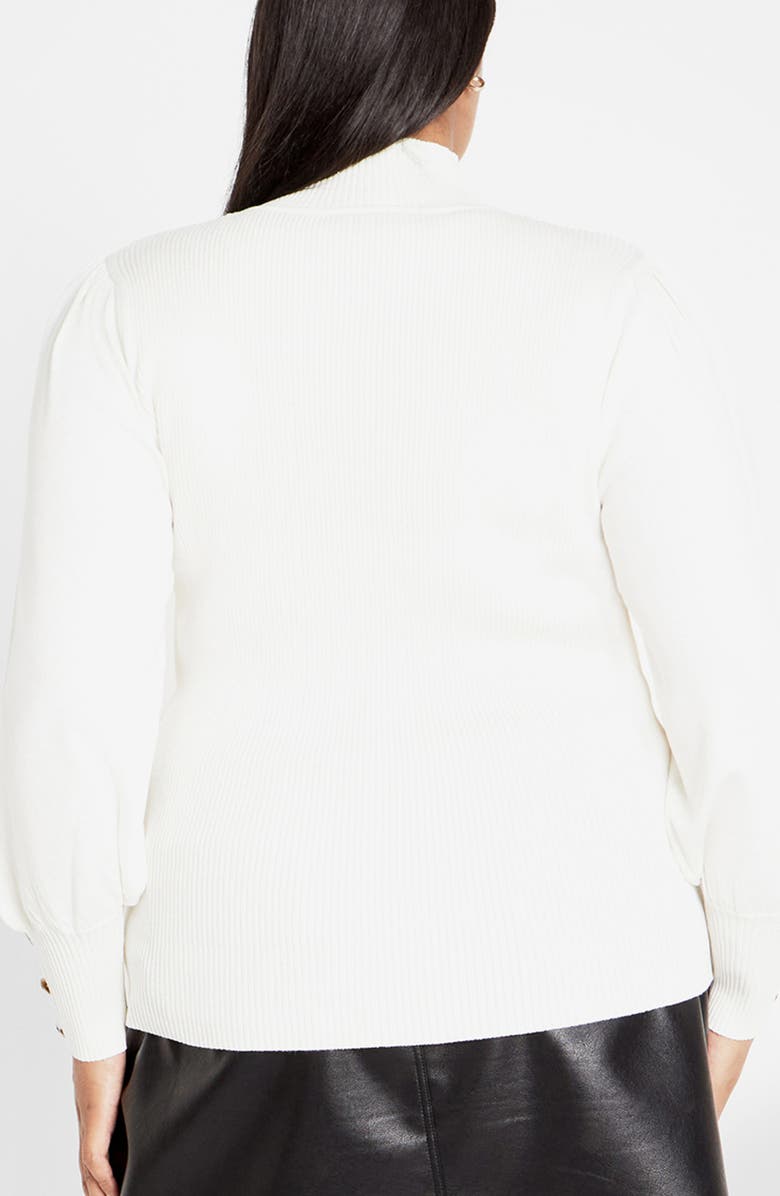 City Chic Sofia Mock Neck Rib Sweater, Alternate, color, Cream