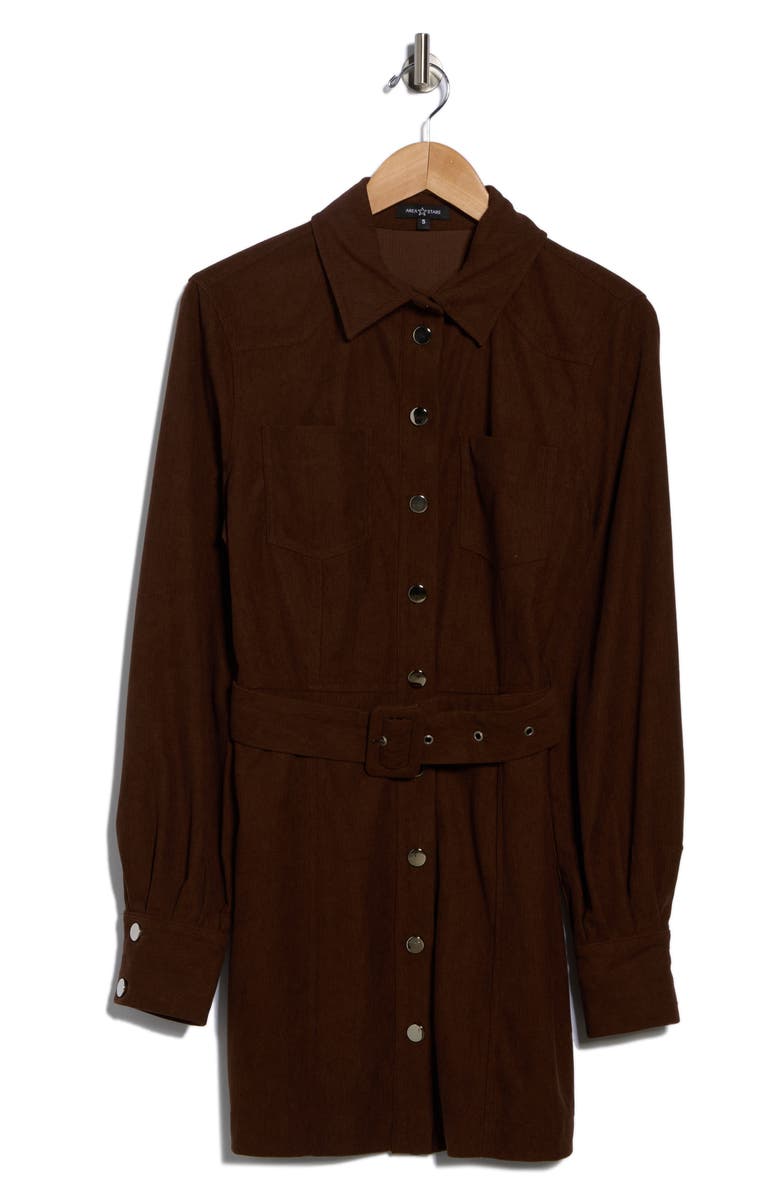 AREA STARS Sosi Long Sleeve Shirtdress, Alternate, color, Brown