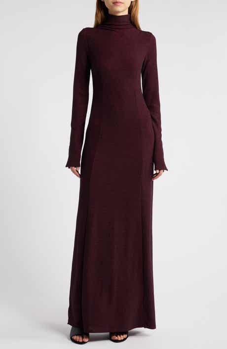 rag & bone Lilith Metallic Long Sleeve Turtleneck Maxi Sweater Dress