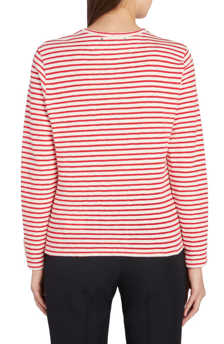 Golden Goose Embroidered Star Stripe Cotton & Linen T-Shirt, Alternate, color,