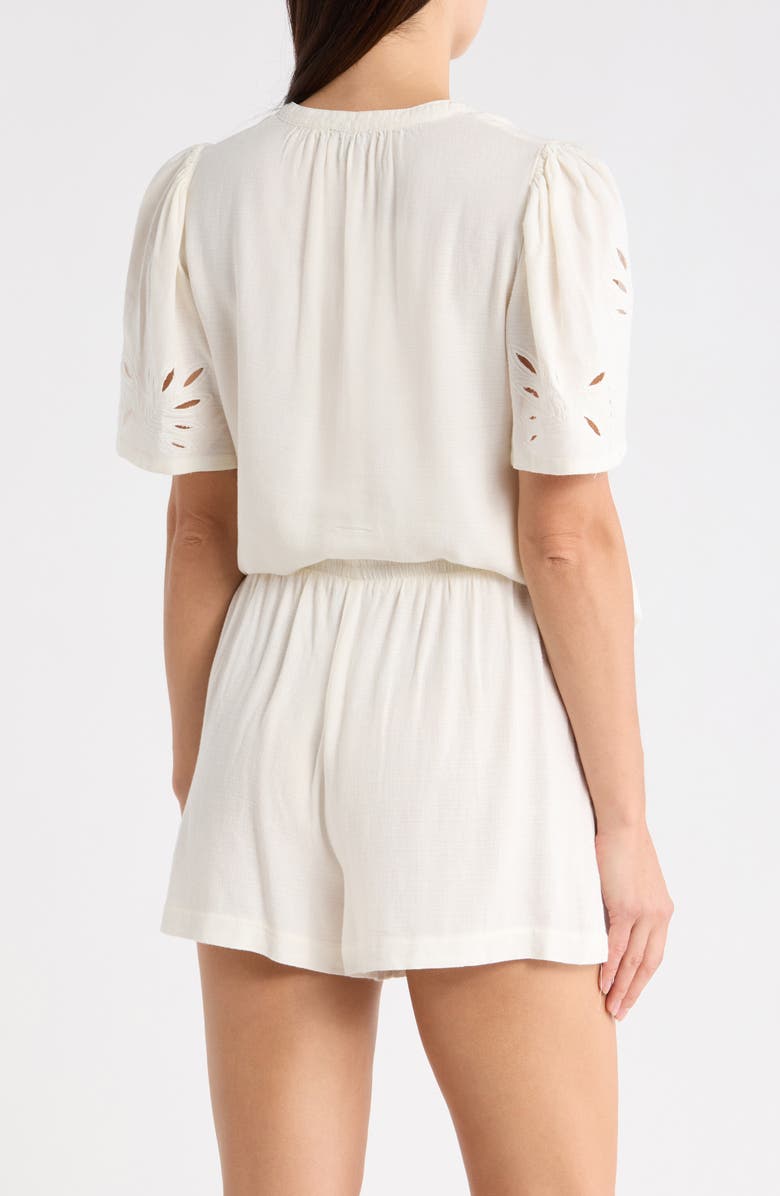 Splendid Cayden Embroidered Shorts, Alternate, color, Paper White