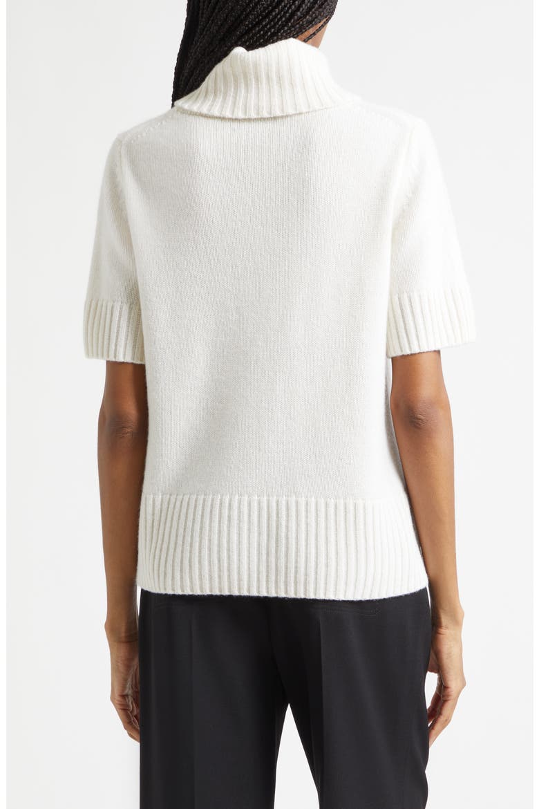 Elena Short Sleeve Cashmere Turtleneck Sweater, Alternate, color, CREAM