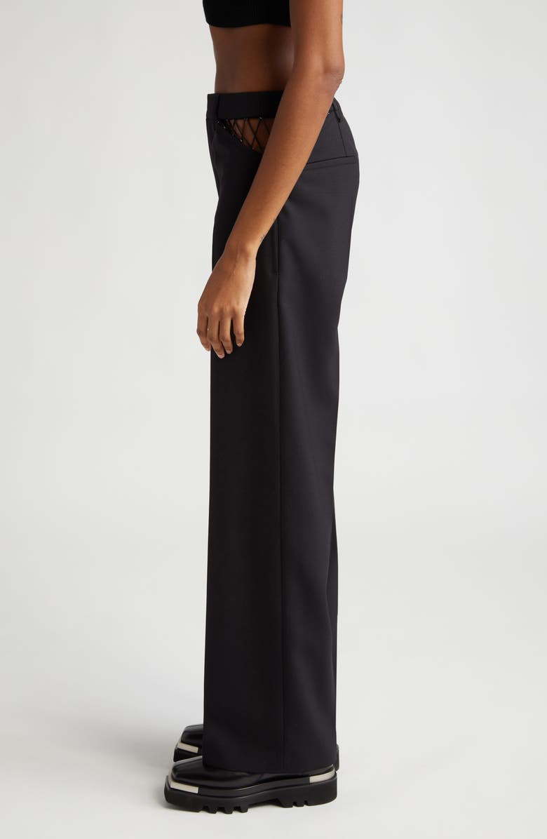 Dion Lee Lace Cutout Wool Picot Pants, Alternate, color,