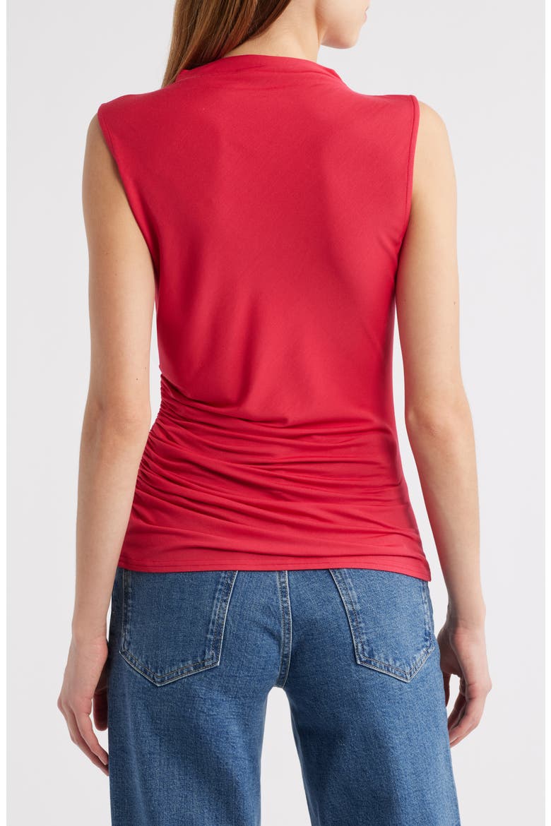 Christen Ruched Mock Neck Top, Alternate, color, CRIMSON