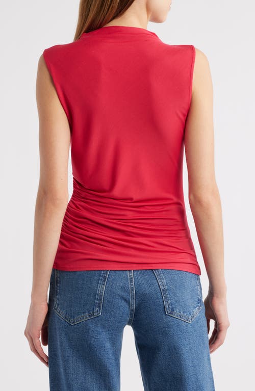 Rails Christen Ruched Mock Neck Top In Red