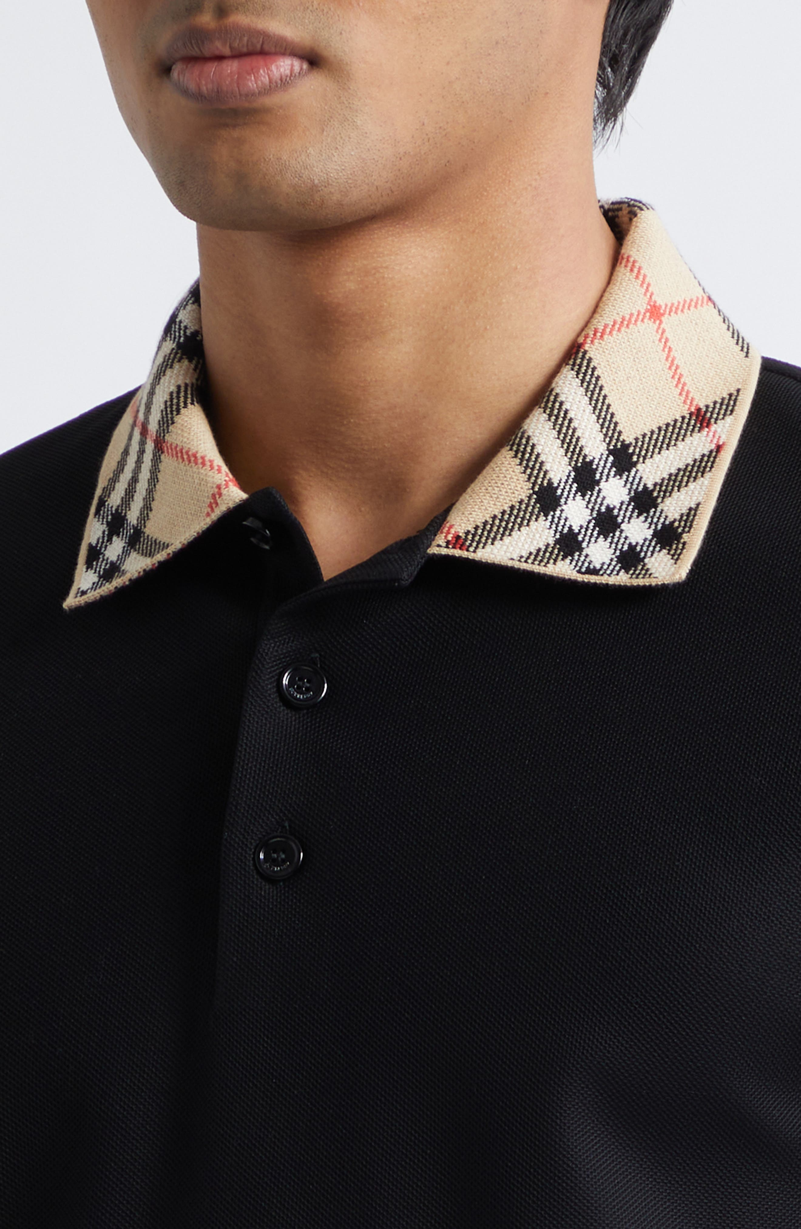 Burberry Evan Check Collar Cotton Piqué Polo (Men) | Nordstrom