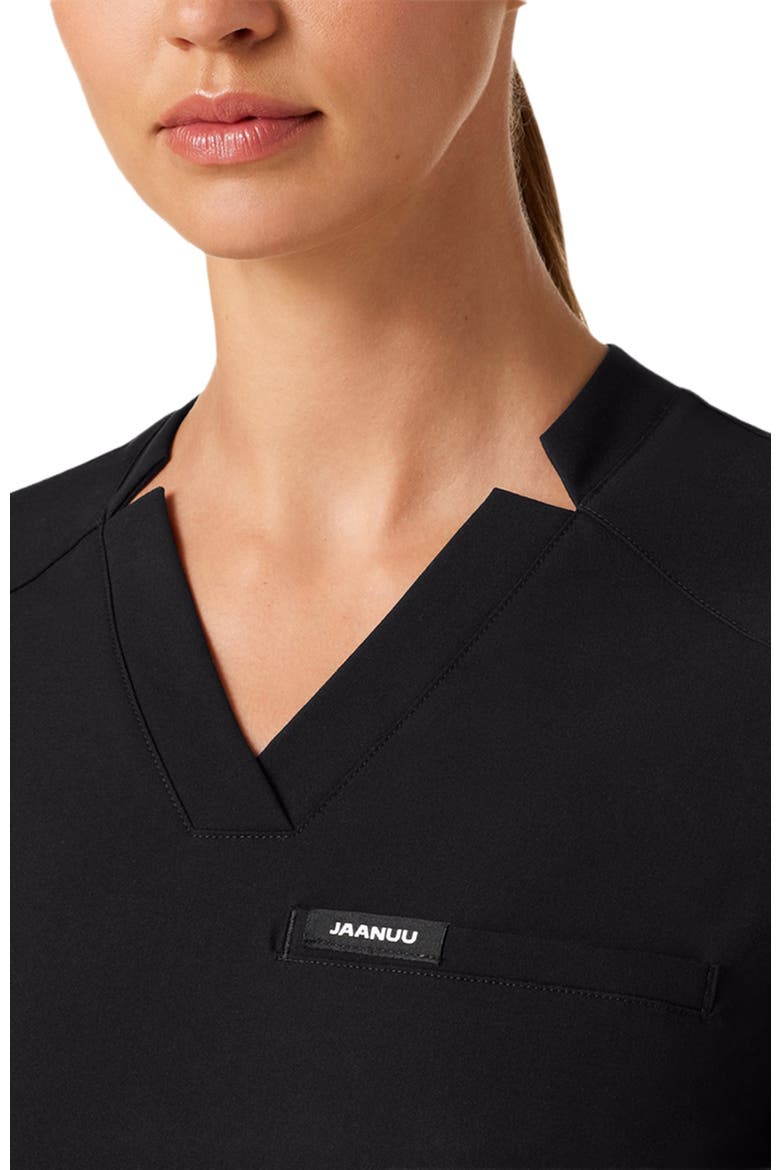 Helia Women's 3-Pocket Slim Notched V-Neck Scrub Top, Alternate, color, Black