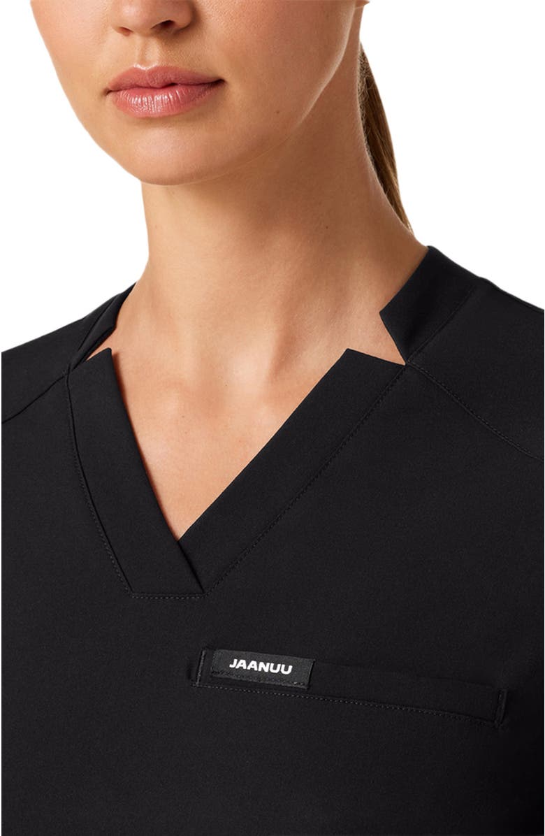 JAANUU Helia Women's 3-Pocket Classic Notched V-Neck Scrub Top, Alternate, color, Black