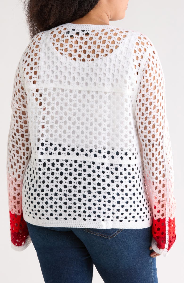 Forgotten Grace Crochet Granny Square Cardigan Sweater, Alternate, color, White/ Pink