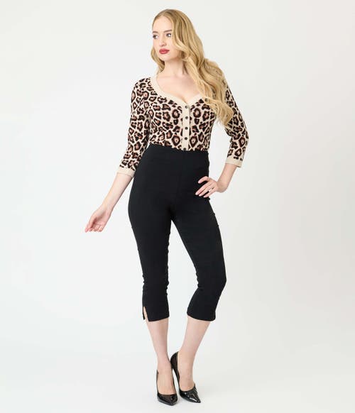 Unique Vintage Three Quarter Sleeve Cardigan In Animal Print