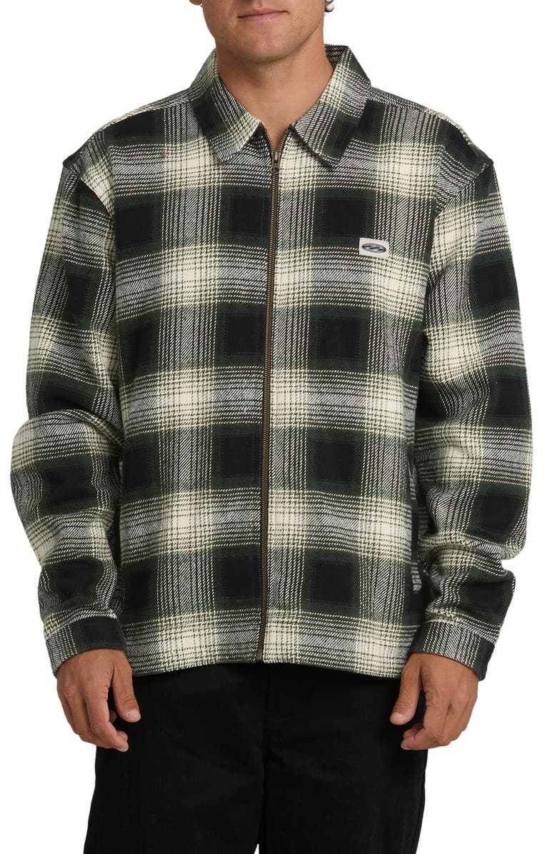 Billabong Bad Dog Boxy Fit Gradient Check Zip-Up Shacket, Main, color, 