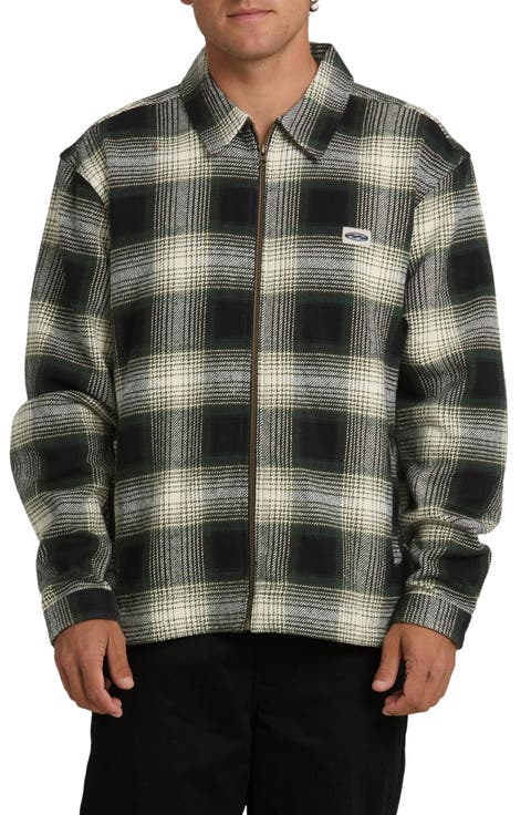 Bad Dog Boxy Fit Gradient Check Zip-Up Shacket